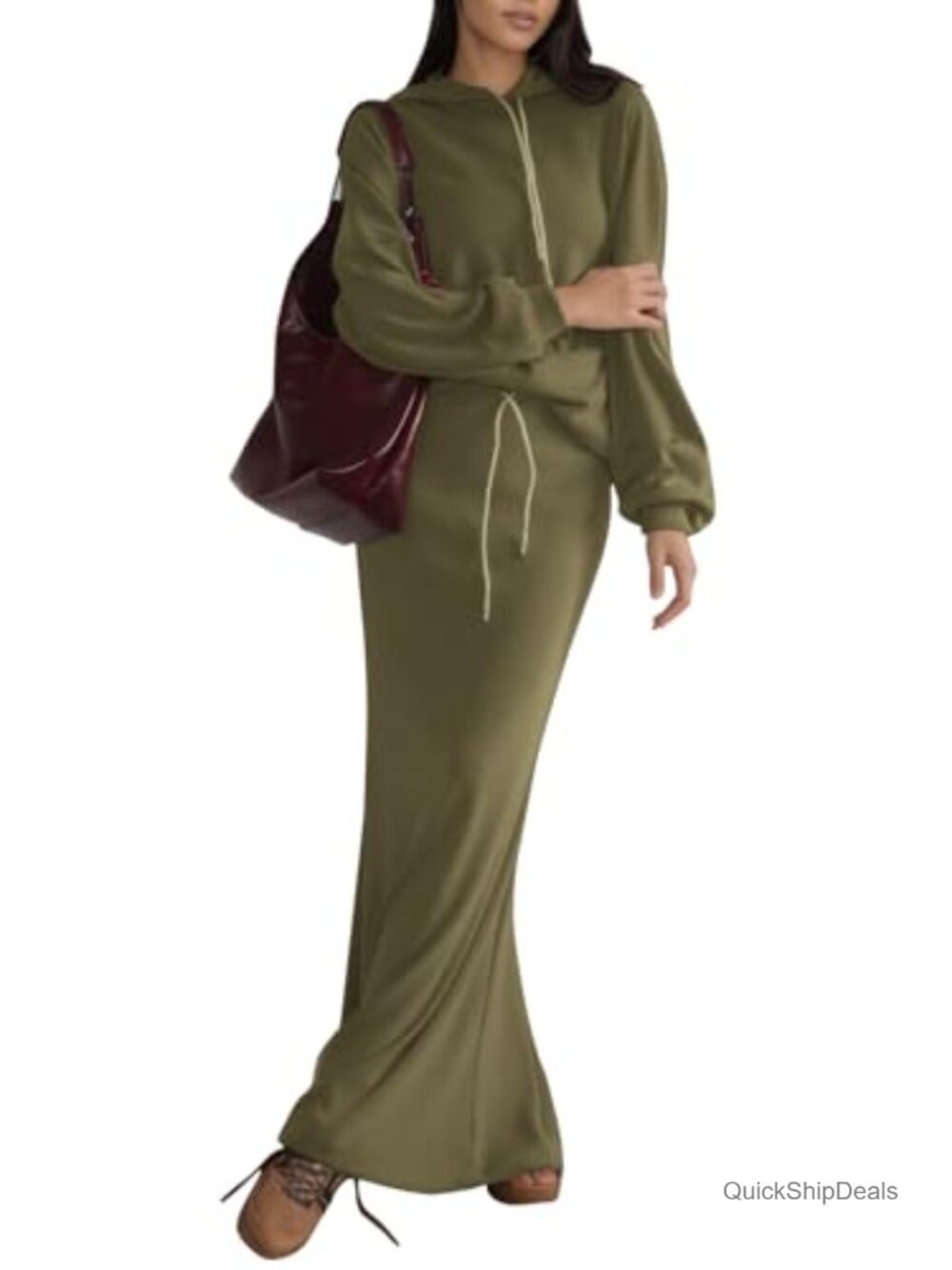 Women's 2 Piece Lounge Set Hoodie & Maxi Skirt Sweatsuit